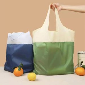 Foldable Eco Friendly Washable Reusable Grocery Shopping Bags Custom Logo <b>Folding</b> Polyester Fabric Pouch Shopping Tote Bags - Product Image 3