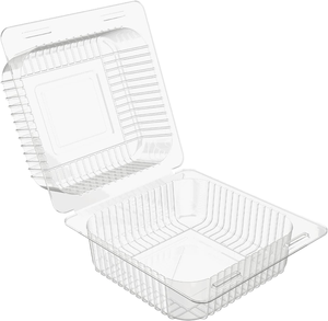Clear Disposable PET Square Hinged Pet Food Container with Recycled Materials to Go Containers Clear Lids <strong>Cake</strong> <strong>Slice</strong> Containers - Product Image 1
