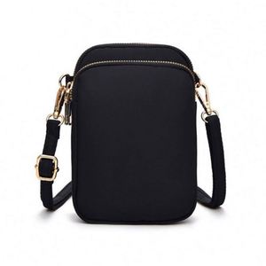 Bolso bandolera negro de un solo hombro, mini bolso para teléfono, bolso cruzado de tela Oxford para mujer - Product Image 1