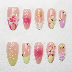 Nuevo Set <span class=keywords><strong>de</strong></span> 24 <span class=keywords><strong>Uñas</strong></span> Postizas Francesas Color Rosa Flor, Diseño <span class=keywords><strong>de</strong></span> <span class=keywords><strong>Uñas</strong></span> Postizas <span class=keywords><strong>de</strong></span> Larga Duración, Reutilizables, Lujosas, con Forma <span class=keywords><strong>de</strong></span> Almendra - Product Image 1