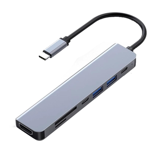 Hub USB Tipo-C 7 en 1 Personalizado con Ethernet 2.1, Lector, USB 3.0 5GB/s, Aleación de Aluminio, en Stock - Product Image 4