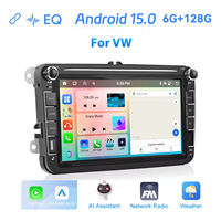 Autoradio Android Podofo 8 pouces 6+128 Go avec écran CarPlay pour VW Seat Skoda, autoradio sans fil CarPlay Android Auto WiFi GPS