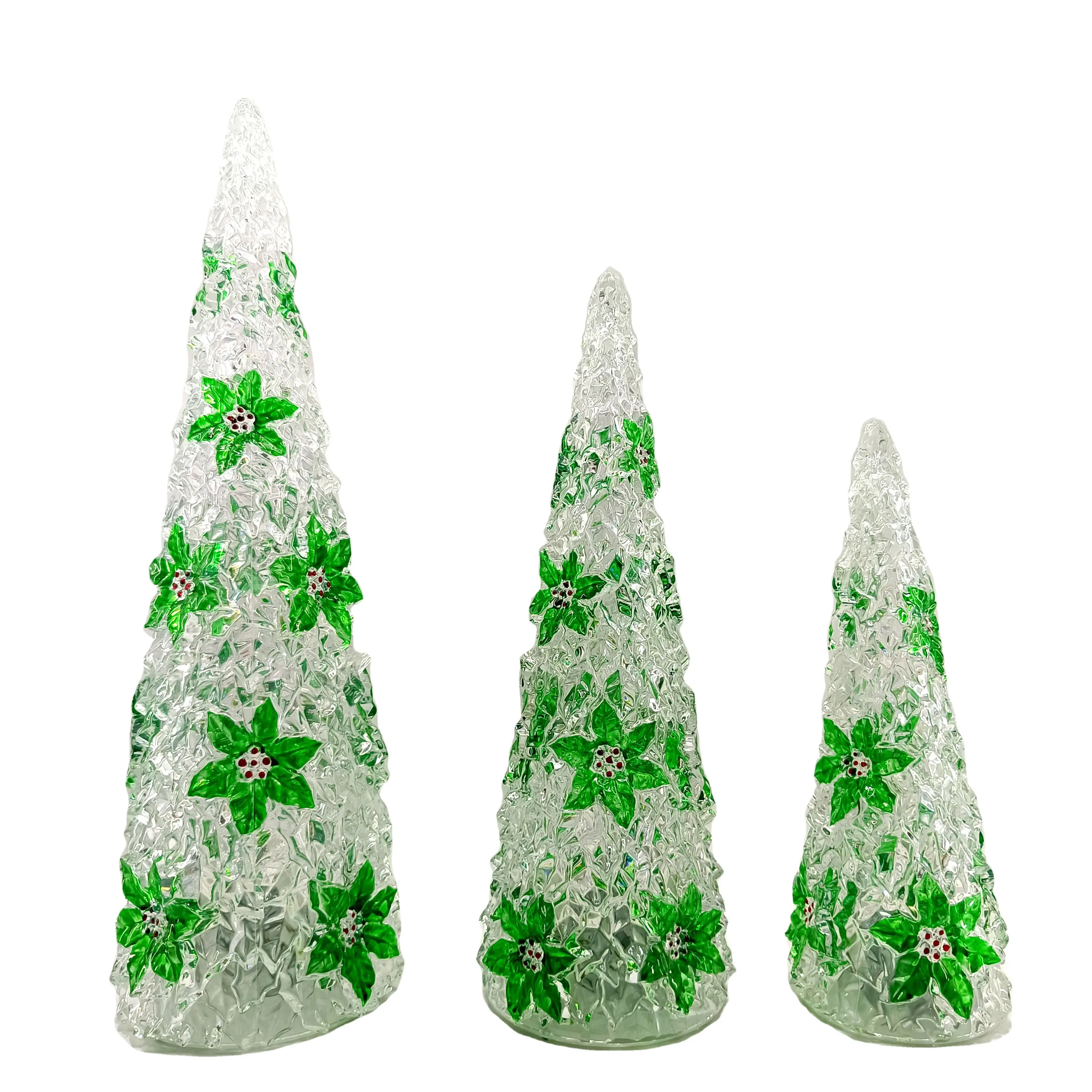 Flores de impresión acrílica led, árbol de Navidad para decoración de fiesta en casa, cambio de Color RGB
