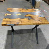 Morden personnalisé clair bleu rivière en bois massif île Bar Console salle à manger mobilier de bureau en résine époxy ordinateur Table bureau