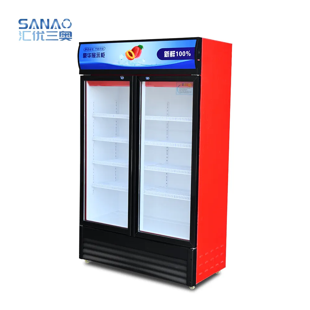Réfrigérateur électrique à deux portes en verre, modèle mis à niveau, glacière pour boissons fraîches, à vendre, ustensile de supermarché