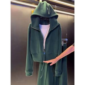 Chaqueta Deportiva de Alta Gama con Capucha para Mujer, Estilo Invernal, Holgada, de Color Sólido, que Rejuvenece, con Pantalones Anchos - Product Image 2