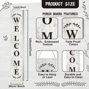 Insegna di Benvenuto in Legno Personalizzata per Portico e Porta d'Ingresso, Stile Rustico Fattoria, Targa da Parete in Legno Anticato - Product Image 2