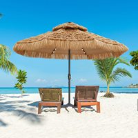 Vente en gros de parasol extérieur rond Hawaii pour patio et jardins parasol de plage double toit avec perles solaires à DEL