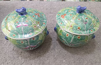 Pot de rangement en céramique Jingdezhen peint à la main avec motif de choy sumai vert, décoration d'intérieur, mariage, écologique, Noël, 1-2L