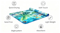 Serviette de plage personnalisée avec logo imprimé, douce, moderne, tropicale, super absorbante, séchage rapide, microfibre légère, sans sable, toutes saisons