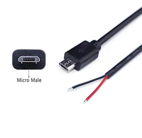 Cable USB Micro Macho de 4 Núcleos de 0.3m/1m Personalizable, Micro Macho a Hembra con Cable de 4 Núcleos y Extremo Abierto Estañado