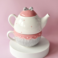 Ensemble de tasses et sous-tasses rose en céramique, style décontracté, pour un cadeau