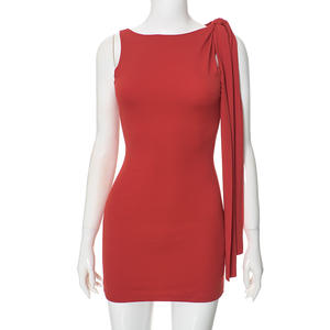 Fascia alta tendenza 2025 estate nuovi vestiti di moda tinta unita Sexy abito irregolare - Product Image 1