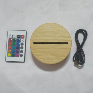 LED Lampe Bases pour 3D Led Veilleuse ABS Acrylique Bois Grai 3D LED Lampe Veilleuse Tactile Base avec Câble USB et Télécommande - Product Image 1