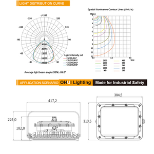 ไฟ LED ป้องกันการระเบิด OHUI 200W 240W IP67 ดีไซน์ป้องกันการระเบิดสองชั้น ได้รับใบรับรอง ATEX 100-277V 6000k สำหรับโซน 1 2 21 22 - Product Image 6