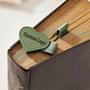 Custom Laser Logo Heart-shaped Multifunctional Magnetic <b>Bookmark</b> Leather love Magnetic <b>Bookmark</b> with Pen Cover - Product Image 2
