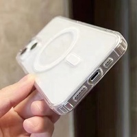 Étui de téléphone magnétique avec charge sans fil, coque de protection transparente pour iPhone 12 13 14 15 Pro Max