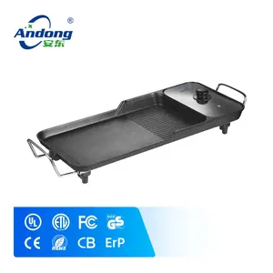 Andong lange Innen 2 in 1 elektrische Grill pfanne und Hot Pot flache Tischplatte Grill platte