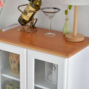 DIY Combined Modern Slim Style Pine Wood Storage Furniture Glass <strong>Door</strong> Corner Kitchen Cabinet - Product Image 3