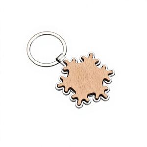 Christmas Snowflake Keychains Ornament Wooden Wood Eco-Friendly <b>Metal</b> <b>Key</b> <b>Chains</b> Snowflake Shape <b>Key</b> Rings Keychain - Product Image 1