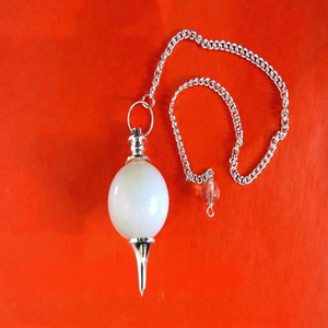 Natural Agate Gemstone <b>Crystal</b> <b>Ball</b> Pendulum 40-45mm Handmade Feng Shui for Dowsing Healing Meditation with Silver Metal Chain - Product Image 1