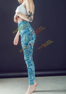 High Waist Women's Polyester Spandex Yoga Pants Custom Printed Floral Design Breathable UV Protection <b>Ankle</b>-<b>Length</b> SEAMED - Product Image 3