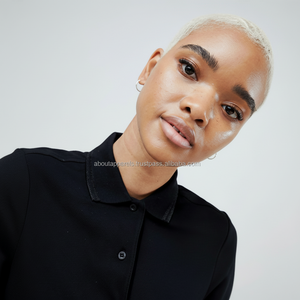 Vente chaude 100% polyester personnalisé logo respirant noir plaine femmes hommes polo shirt - Product Image 1