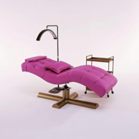 Table de massage portable pour salon de beauté et spa, lit de cils réglable en forme de S, avec appui-tête réglable en hauteur et construction métallique