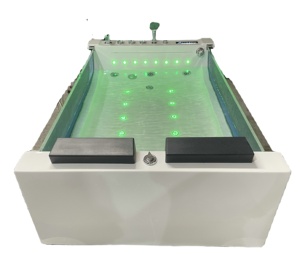 K8956A baignoire de massage à tourbillon avec <span class=keywords><strong>bain</strong></span> à bulles d'air 2 fenêtres latérales en verre trempé avec système de musique à dents bleues - Product Image 1