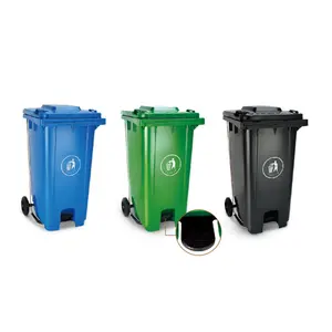 Jardim plástico reciclagem 240 litros Pedal lixo exterior Bin