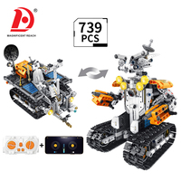 Kit de Robot de Bloques de Construcción Programables STEM con Control Remoto, 2 Formas Deformables, Coche Oruga, Juguete de Ladrillos de Ensamblaje Controlado por APP