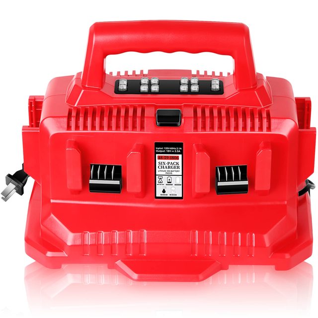 18V 6-Port Lithium-Ion Charger Replacement Six Pack Sequential Charger Compatible with 18V Battery