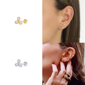 ROXI S925 - Pendientes de Plata de Ley con Diseño de Flor de 3 Pétalos, Joyería Simple y Moderna para Mujer - Product Image 3