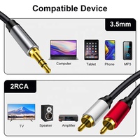 Câble adaptateur audio stéréo plaqué or Xput 3,5 mm, prise jack 3,5 mm vers 2 RCA mâles, cordon convertisseur audio stéréo