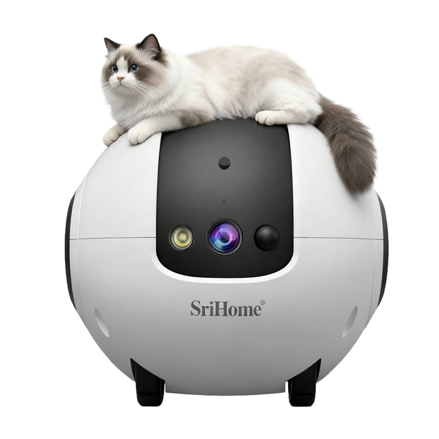 4MP CMOS 2.4G Wi-Fi6 2K Indoor Security Camera Movable Robot Design Baby Pet Monitoring NightShot Plus 180 Wide Angle Cloud