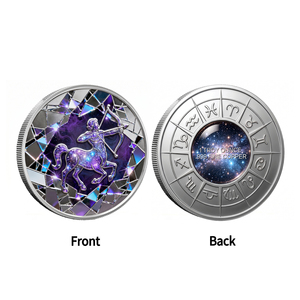Médaille de collection Signes Astrologiques du Zodiaque, design Mosaïque de miroir brisé rond en cuivre, thème Nébuleuse Céleste Galaxie, Sagittaire Archange - Product Image 2