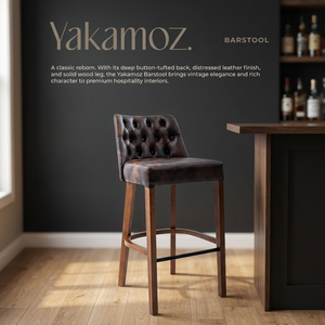Traditional Tufted <b>Back</b> Bar <b>Stool</b> Upholstered Counter Chair Distressed Antique Finish Solid Wood Legs Metal Ring Base for - Product Image 2