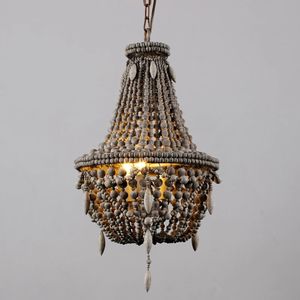Lampe suspendue en <span class=keywords><strong>bois</strong></span> rond vintage rétro loft, <span class=keywords><strong>perles</strong></span> en <span class=keywords><strong>bois</strong></span>, E27 LED, luminaire suspendu moderne contemporain, luminaire suspendu pour cuisine - Product Image 4