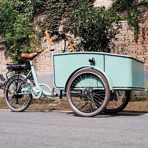 Vélo <span class=keywords><strong>cargo</strong></span> hollandais populaire à 3 roues, tricycle électrique Bakfiets avec chariot - Product Image 3