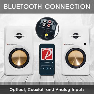 Prosonic hoạt động cho Bluetooth kệ sách Loa quang đồng trục 2 x RCA AUX đầu vào rạp hát tại nhà Studio màn hình 30-watt điện TF - Product Image 2