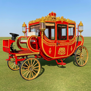 Charrette royale électrique de luxe personnalisée rouge pour mariage, chariot de chevaux électrique pour la visite touristique, à vendre - Product Image 1