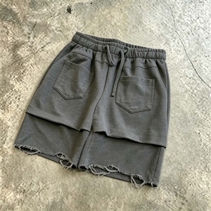 Streetwear Custom Printing logo Distressed Vintage Knee Length Baggy Sweat Cotton <b>Shorts</b> for <b>Men</b> - Product Image 3