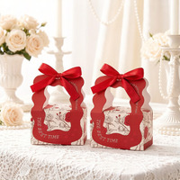 Boîte cadeau réutilisable en papier écologique avec poignée en ruban, emballage de bonbons floraux pour la décoration de table de mariage