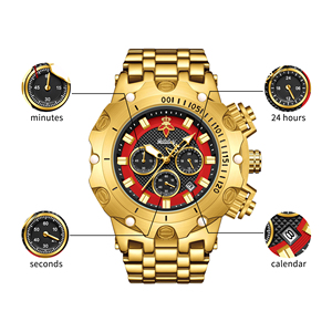 YaLaLuSi Reloj de lujo multifuncional para hombre con correa dorada <span class=keywords><strong>y</strong></span> esfera atmosférica, caja de regalo moderna <span class=keywords><strong>y</strong></span> práctica - Product Image 4