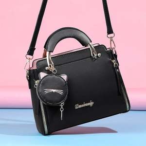 Bolso de Mujer, Nuevo Estilo Moderno, Bolso de Mano de PU para Mujer, Lindo Bolso Cruzado con Estampado de Gato, Bolso de Hombro Único de Color Sólido - Product Image 5