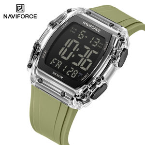Montre numérique NAVIFORCE 6107 pour hommes avec bracelet en silicone, achat en gros, sport, résistante à l'eau, écran LCD lumineux, montre originale pour hommes, Reloj - Product Image 1