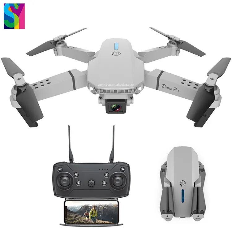 SY Hot Selling Dual 4K E88 Wifi Quadcopter Folding Mini Rc Selfie Drones With 720P Camera GPS FPV Remote Control Drone Toy