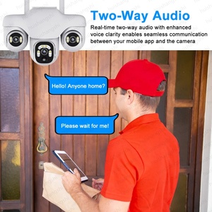 Caméra de surveillance extérieure 4G solaire à trois objectifs PTZ, moniteur vidéo 15MP, 3 écrans, CCTV, zoom 10X, surveillance de sécurité, audio bidirectionnel, caméras IP - Product Image 4