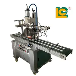 LC High Speed Automatic Bottle Lid Plane Small Items Plastic Parts Hot Stamping Machine With Conveyor Belt