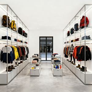 Armoire <span class=keywords><strong>de</strong></span> présentation <span class=keywords><strong>de</strong></span> vêtements en bois MDF, présentoir <span class=keywords><strong>de</strong></span> magasin <span class=keywords><strong>de</strong></span> détail, présentoir <span class=keywords><strong>de</strong></span> magasin <span class=keywords><strong>de</strong></span> vêtements, étagère <span class=keywords><strong>de</strong></span> présentation <span class=keywords><strong>de</strong></span> vêtements - Product Image 2